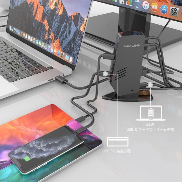 WAVLINK USB-C ドッキングステーション/ユニバーサル デュアル4K シングル5K PD60Ｗ 13-in-1 最大5K（5120x2880 @ 60Hz）ディスプレイ出_6
