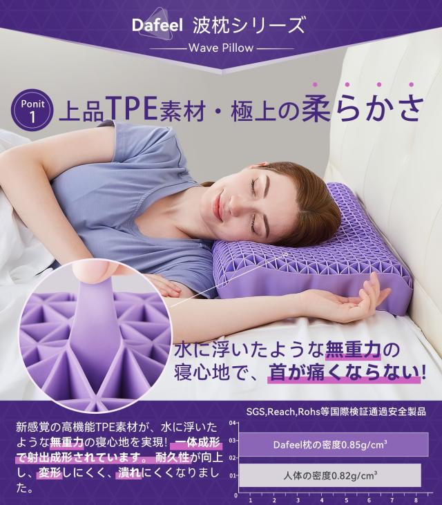 Dafeel 無重力ジェルピロー 枕 まくら 高反発 丸洗い可能 横向き対応 