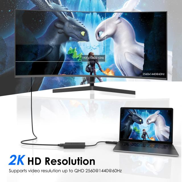 WAVLINK USB 3.0 または USB C - HDMIアダプター デュアルモニター用 1080P@60Hz HDMI - USBアダプター Windows、MacOS、ChromeOS、Andro_3