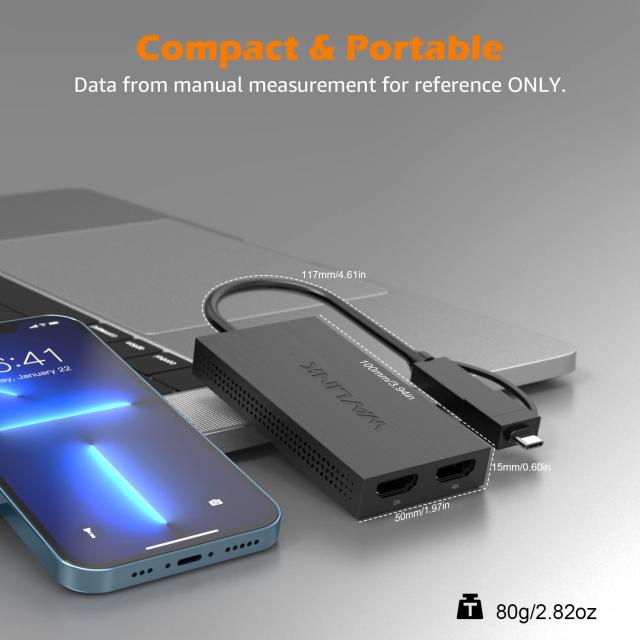 WAVLINK USB 3.0 または USB C - HDMIアダプター デュアルモニター用 1080P@60Hz HDMI - USBアダプター Windows、MacOS、ChromeOS、Andro_6
