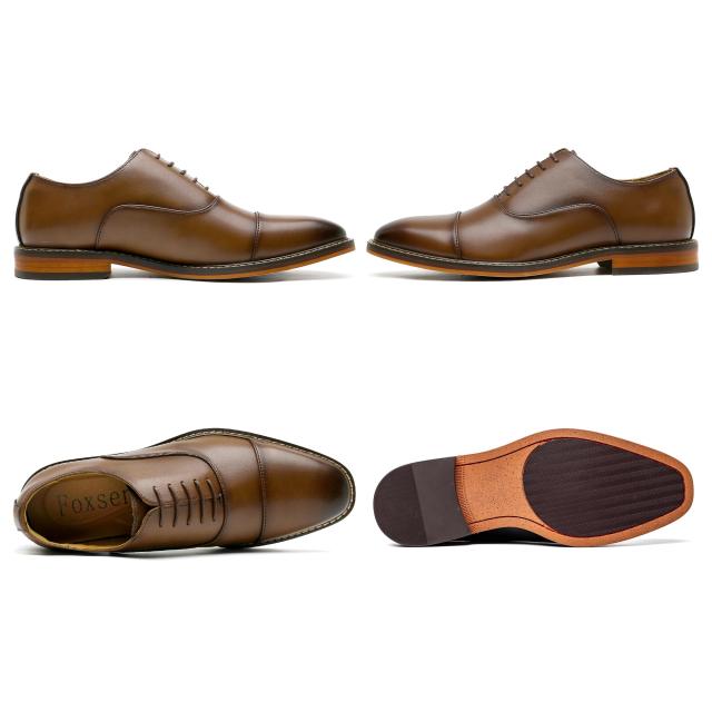 [フォクスセンス] 革靴 メンズ ビジネス ドレス シューズ 高級紳士靴 本革 軽量・防水 ブラウン 26.0cm C9010-02