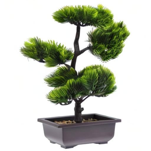 Lurrose 盆栽 人工観葉植物 大型 松 33ｘ27ｘ15cm 観葉 造木 人工樹木 水不要 枯れない インテリア 贈り物 装飾り おしゃれ 完成品