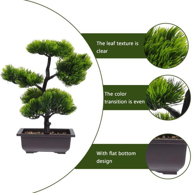 Lurrose 盆栽 人工観葉植物 大型 松 33ｘ27ｘ15cm 観葉 造木 人工樹木 水不要 枯れない インテリア 贈り物 装飾り おしゃれ 完成品