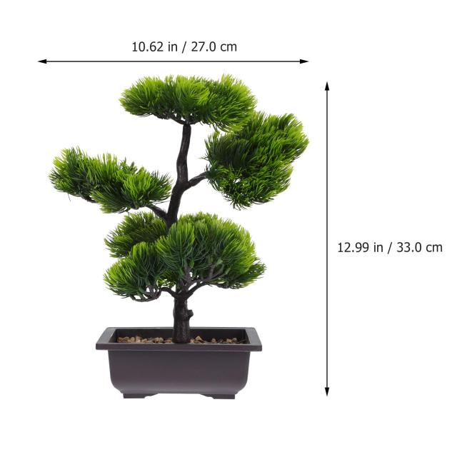 Lurrose 盆栽 人工観葉植物 大型 松 33ｘ27ｘ15cm 観葉 造木 人工樹木 水不要 枯れない インテリア 贈り物 装飾り おしゃれ 完成品