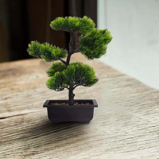 Lurrose 盆栽 人工観葉植物 大型 松 33ｘ27ｘ15cm 観葉 造木 人工樹木 水不要 枯れない インテリア 贈り物 装飾り おしゃれ 完成品