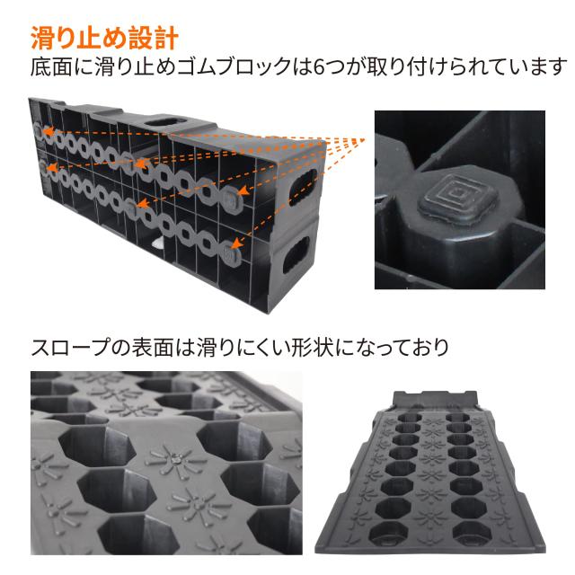 OULEME カースロープ タイヤスロープ プラスチック スロープ車 ハイリフト 強い耐荷重力 整備用スロープ ジャッカー上昇 持ち上げる オイ