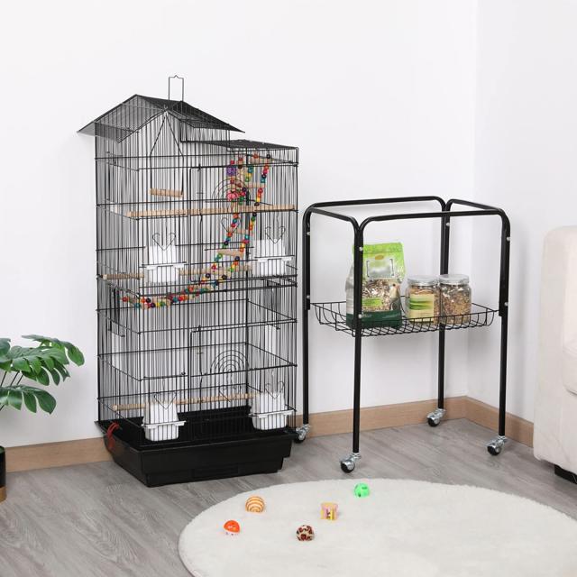 【在庫処分】Yaheetech 鳥かご 鳥ケージ スタンドあり 46x35.5x Yaheetech 鳥かご 鳥ケージ スタンド付き 46x35.5x158.5cm 大型 高強度