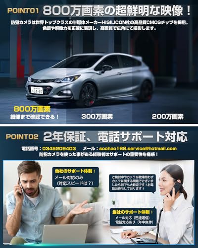 2024年版800万画素 SOOHAO 増設用 防犯カメラ poe給電 有線 監視カメラ