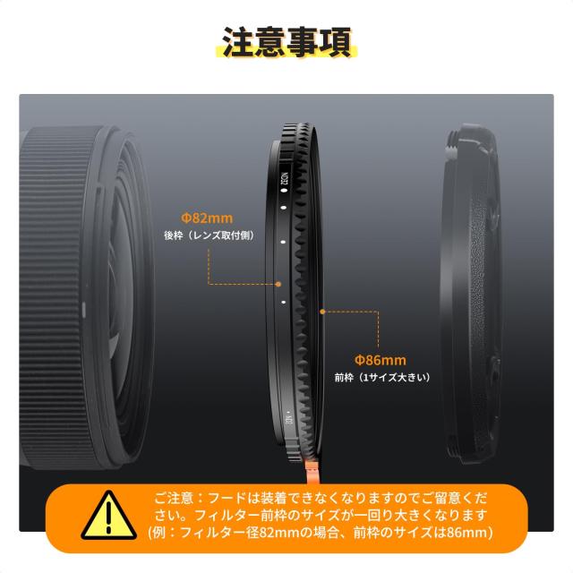 K＆F Concept 82mm 可変NDフィルターND2-ND32+ブラックミスト1/4 多