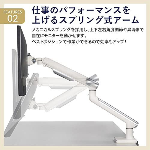 iggy（イギー） モニターアーム ディスプレイアーム 1画面 シングル 13〜32型 耐荷重2〜9kg VESA75×75mm/100×100mm グロメット＆クラン_2