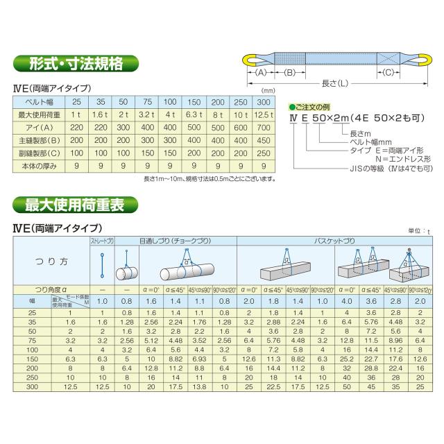 テザック(Tesac) ブルース輪っか JIS4カテゴリー化・両端目玉形 幅75mm×長さ8m