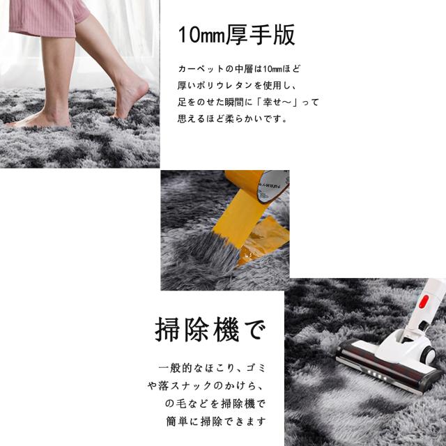 カーペット SpyFlyLie 洗えるラグ 北欧 長方形 ラグマット極厚毛足約4.0cm 絨毯 防ダニ 滑り止め付 抗菌 防臭 ふわふわ 秋冬 冷房 床暖房_2