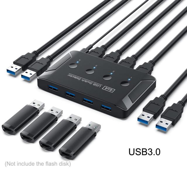 Cablecc KVM USB 3.0 スイッチセレクター 4ポートPC キーボードマウススキャナープリンター用4つのデバイスを共有_5