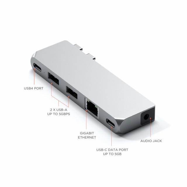 Satechi USB-C Proハブ ミニ 6-in-2 (シルバー) USB4 USB-A/Cデータ イーサネット 音声ジャック (MacBookPro Air M1 M2 M3対応)の通販は