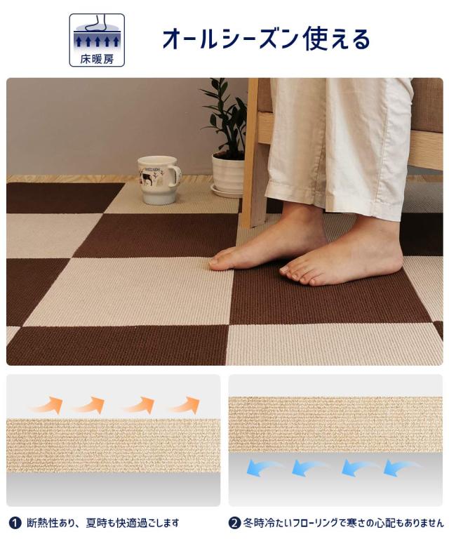 FUNHOO ジョイントマット 大判サイズ タイルカーペット ずれない 防音 洗えるカーペット ペット用 パンチカーペット ペット/高齢者の滑り_3
