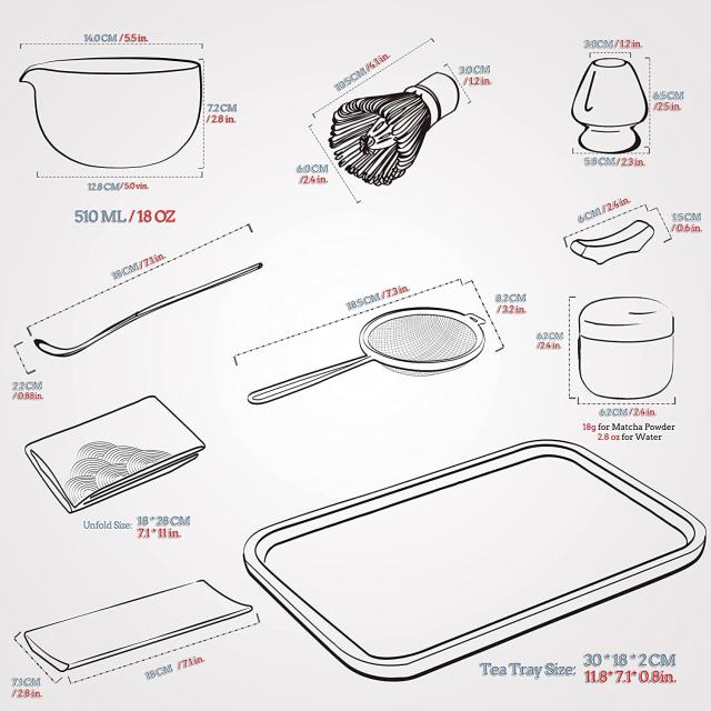 TEANAGOO 抹茶セット、日本茶セット、マッチボウル、マッチ竹泡立て器、スクープ、シフター、マッチ泡立て器、マッチ泡立て器、マッチ泡立て