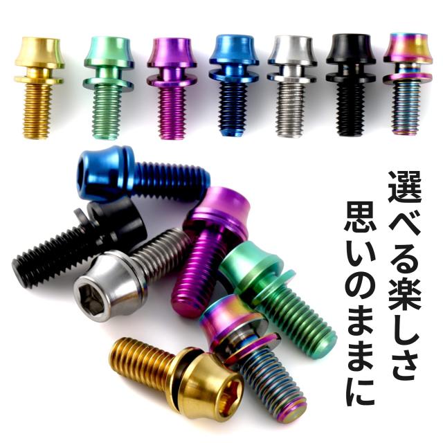高強度チタン製ボルト M5x12mm 【4個パック】 ワッシャー ボトルケージ