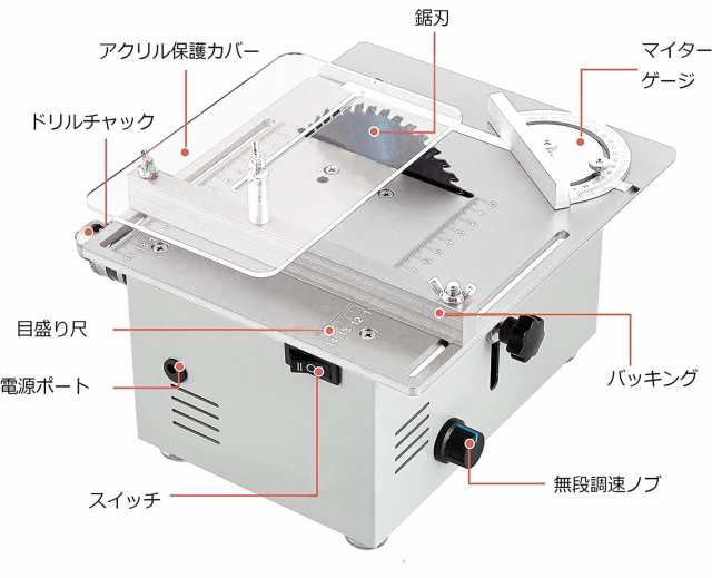 ミニテーブルソー 360W ミニ切断機 小型テーブルソー ダブルモーター