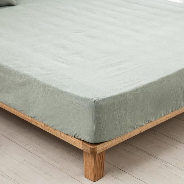 ボックスシーツ ワイドキング 200x200x30cm オーガニックコットン 洗いざらしの綿100% ベッドシーツ BOXシーツ 防ダニ グリーン