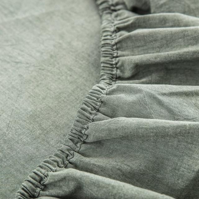 ボックスシーツ ワイドキング 200x200x30cm オーガニックコットン 洗いざらしの綿100% ベッドシーツ BOXシーツ 防ダニ グリーン