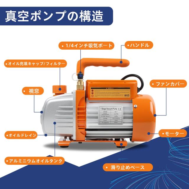 BACOENG 冷媒 真空ポンプ クーラー エアコン修理 ガスチャージ マニホールドゲージ R134A R410A R407C ツールキット_2