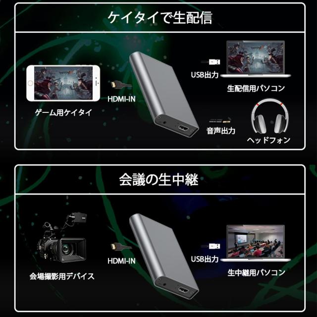キャプチャーボード HDMI 4K パススルー対応 USB3.0 1080P 60FPS ゲームキャプチャー ビデオキャプチャー 外付け ライブ配信用 ゲーム録_4