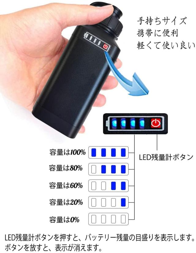 POVNAS 電動リール用 互換バッテリー 4500mAh LED残量計付きの