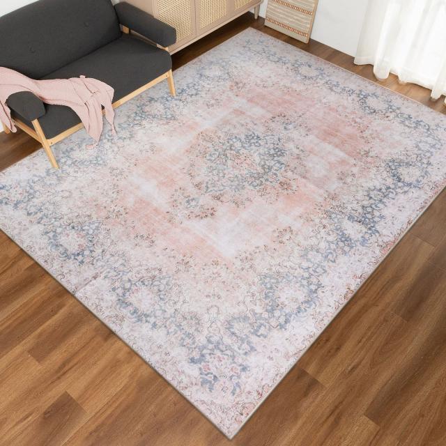 DECOMALL カーペット 3畳 ペルシャ絨毯風 ラグ 200x250CM 洗える オールシーズン 花柄 滑り止め付 床暖房対応 防臭 防ダニ オレンジ その他カーテン・ブラインド