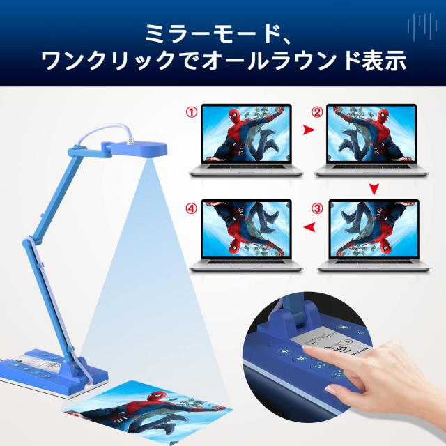 MiraBox HD USB 1500万書画カメラ オンライン教育 遠距離学習 360°マルチアングル調整 オートフォーカス LEDライト搭載_1