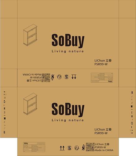 SoBuy シューズボックス スリム 下駄箱 靴箱 薄型 奥行18cm おしゃれ 省スペース 狭い シューズラック 玄関ベンチ 靴収納 棚 玄関収納 靴_9