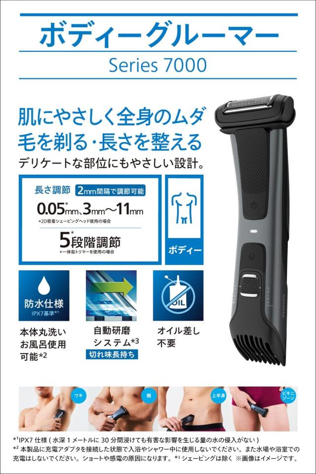 フィリップス ボディ トリマー ボディーグルーマー お風呂使用可 シェービング & トリミング(カラダ用) メタリックゴールド/ブラック B フィリップス ボディ トリマー 7000シリーズ ボディシェーバー