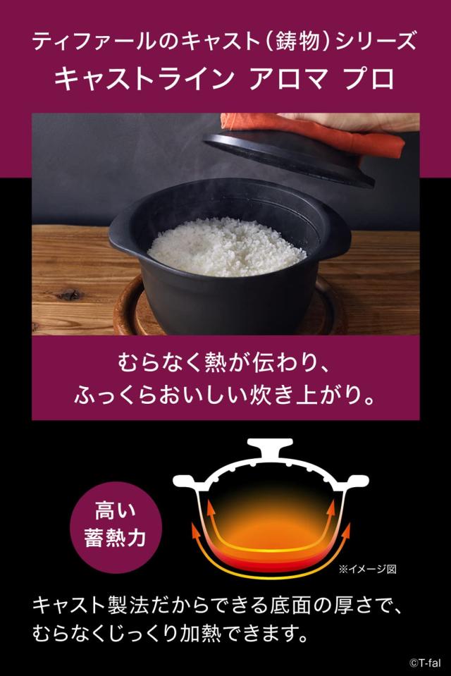 ティファール 炊飯鍋 3合炊き 鋳物 IH ガス火対応 「キャストライン アロマ プロ ライスポット」 こびりつきにくい お手入れカンタン ブ_1