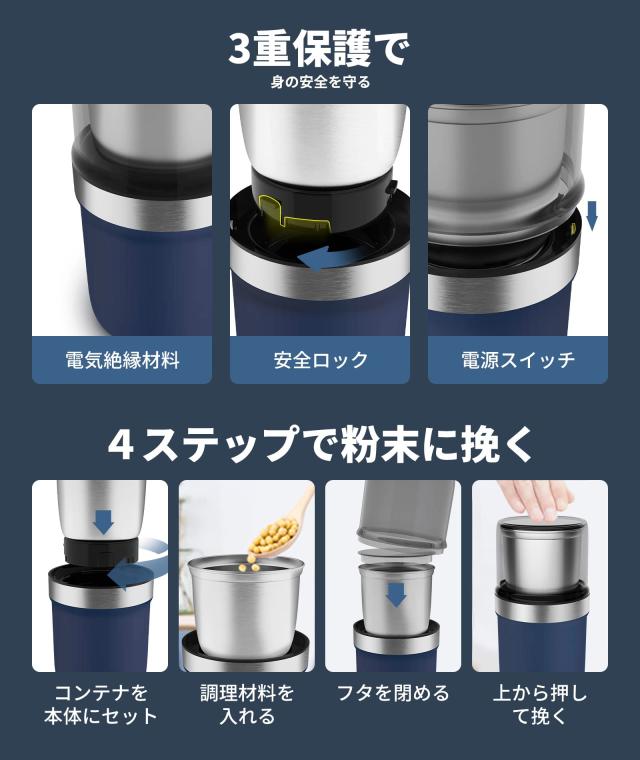 水洗浄分離設計 コーヒーミル300W 超静音 1台多役 【公式通販】