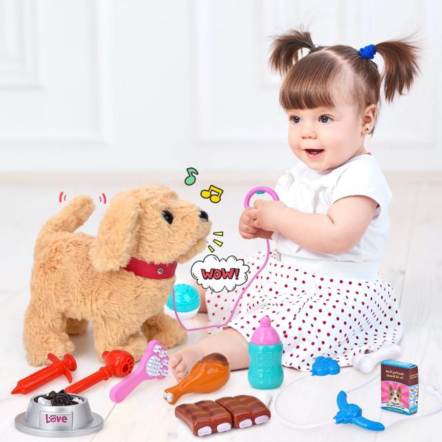 JoyGrow おままごとセット 一緒に お散歩 わんちゃん 動くぬいぐるみ