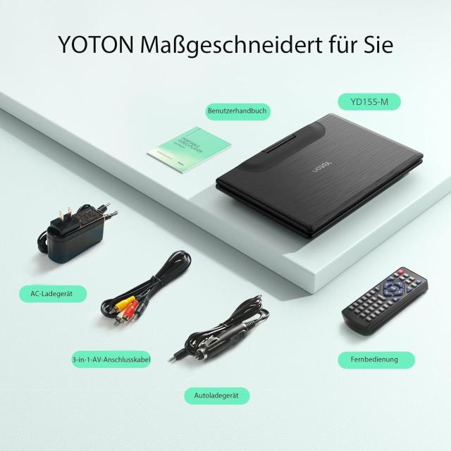 YOTON ポータブルDVDプレーヤー 16.9インチ YOTON DVDビデオプレーヤー 14.1インチHD液晶画面、デュアル高品質アンプ内蔵、4~6時間の長時_8