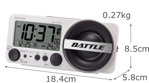 リズム(RHYTHM) 大音量 目覚まし時計 電波時計 1,000パターン 電子音 アラーム バックライト付き デジタル ホワイト 8.5×18.4×5.8cm 「_6