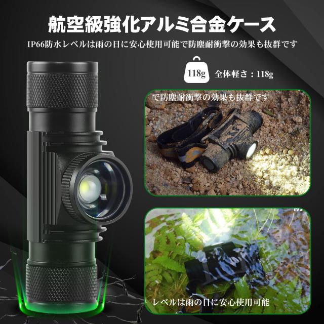 【】ヘッドランプ 500ルーメン ONUEMP ヘッドライト 充電式＆電池式両用 軽い 明るい 500ルーメン