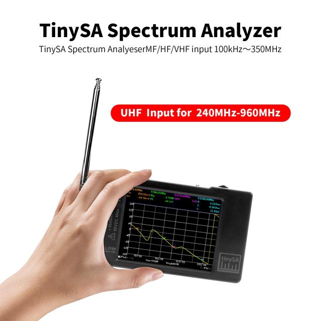 Dearsee TinySAスペクトラムアナライザハンドヘルド 100kHz〜960MHzポータブル2.8インチタッチスクリーン周波数アナライザMF / HF/VHF UHF_5