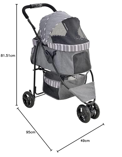 ジェックス わんわん手押し車 かっこ良いハンデ Safty 縞模様薄墨色 49×81.5×95？ 3輪 耐荷重12？ 小回り能力のある