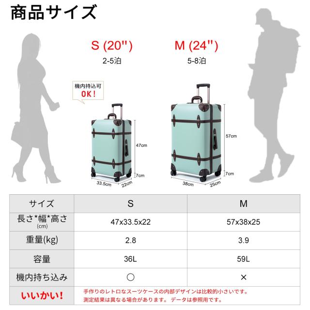 NZBZ] ミュートスピンナーホイール付きのレトロなキャリーケース