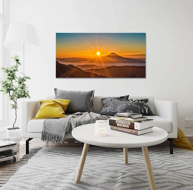 絵画 インテリア　絵　油絵　F4-090814　風景（太陽と橋のある風景） 絵画 インテリア 絵 額付 (黒）油絵 uF6-111109 風景（橋 富士山