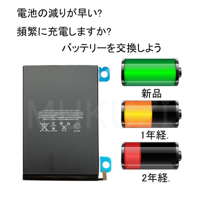 Mukuzi バッテリー iPad mini 5 |iPad mini (第 5 世代) A2133、A2124