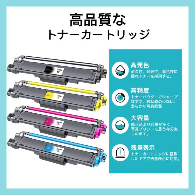 KEENKLE TN-293/297 4色セット（BK/C/M/Y） TN-293 TN-297 互換トナー 