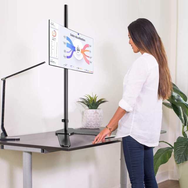 Pholiten アーム抜き 置き型 自立式PCモニタースタンド 120CM高いアーム 13-27インチ対応 液晶ディスプレイ スタンド VESA規格75-100mm の通販は