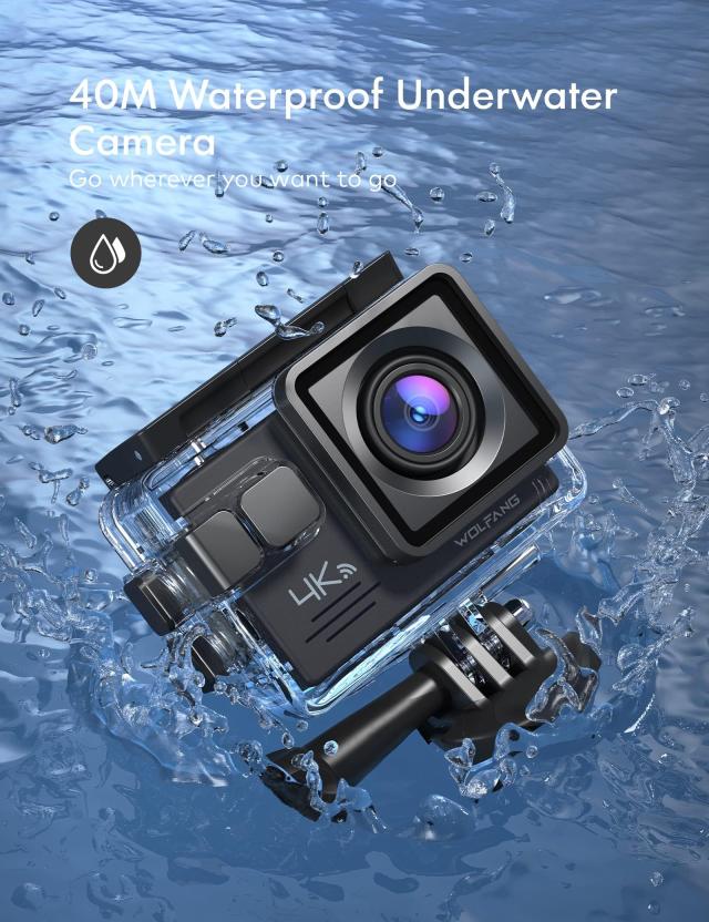 WOLFANG GA100 アクションカメラ 【32GBメモリーカード付き】 4K 2000万画素 防水40M 水中スポーツカメラ ウェアラブルカメラ EIS手振れ_1
