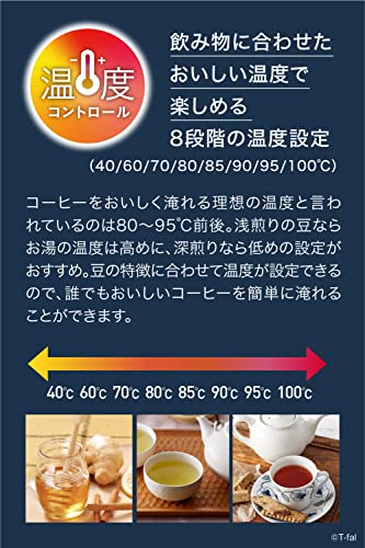 ティファール(T-fal)【オンライン限定】 ティファール 電気ケトル 1.0L ドリップ コーヒー 温度調節 「カフェ コントロール」 保温 ブラ