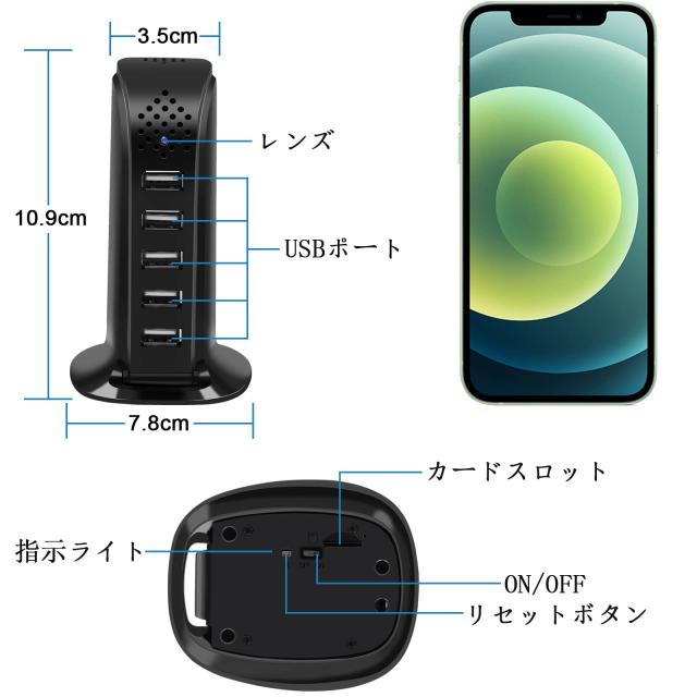 小型カメラ 1080P隠しカメラ wifiカメラ スパイカメラ 超軽型カメラ