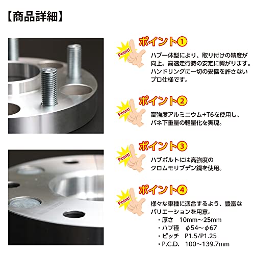 シンセイ ワイトレ pro-spec 4H 25mm 日本製 シンセイ ワイドトレッドスペーサー 25mm PCD100 M12×P1.25 4H 2枚
