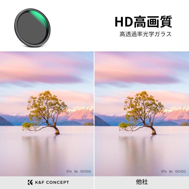 K＆F Concept 72mm マグネット可変NDフィルターND2-ND32 X状ムラ制御 日本製AGC光学ガラス HD超解像力 低い反射率 28層ナノコーティング_4