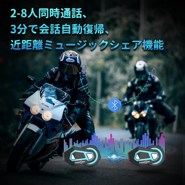 FreedConnバイク インカムTMAX-Proバイク用インカム最大6人同時通話